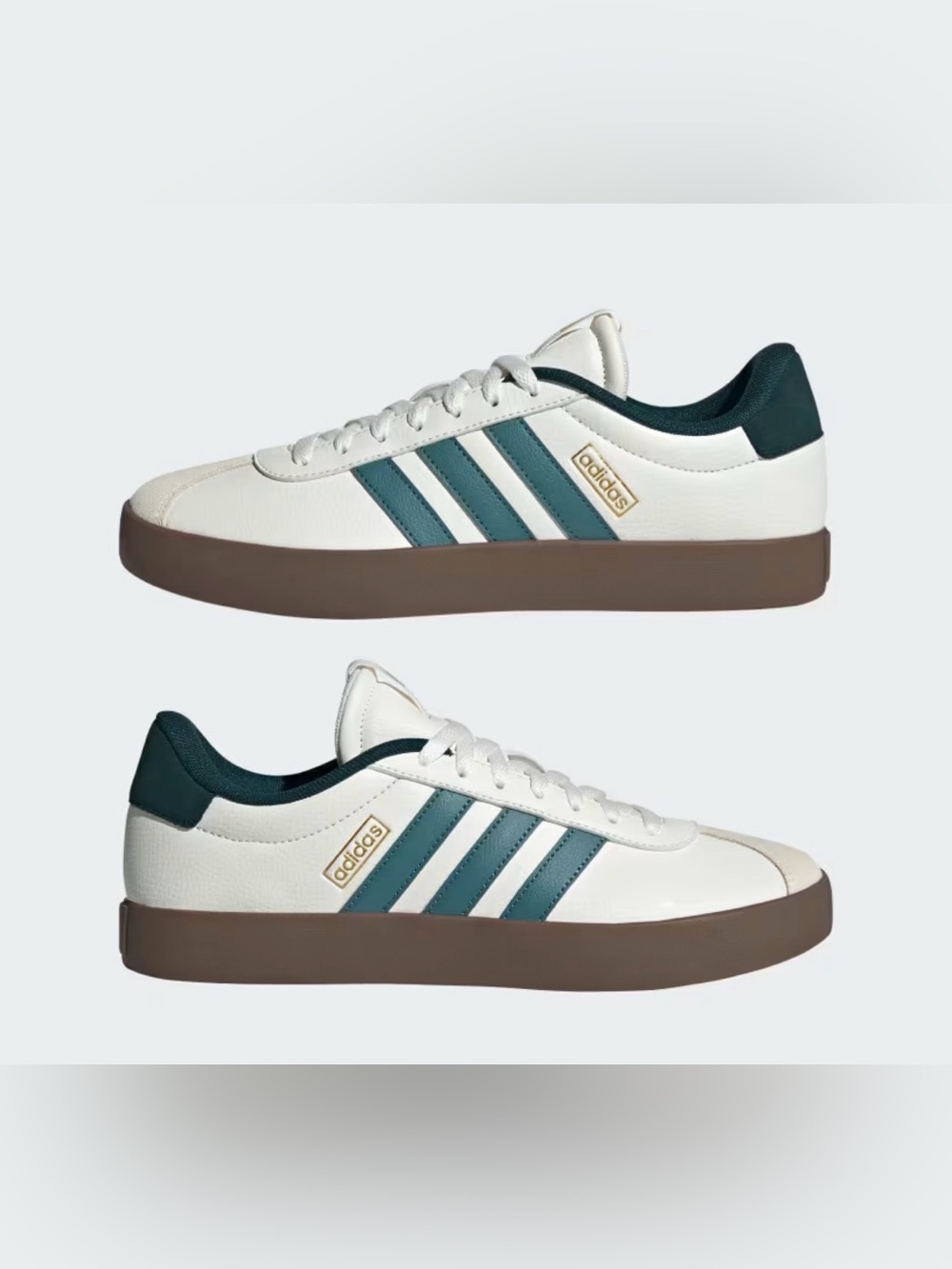 adidas White Sneaker with Green Stripes and Brown Platform - Picture 5 of 12
